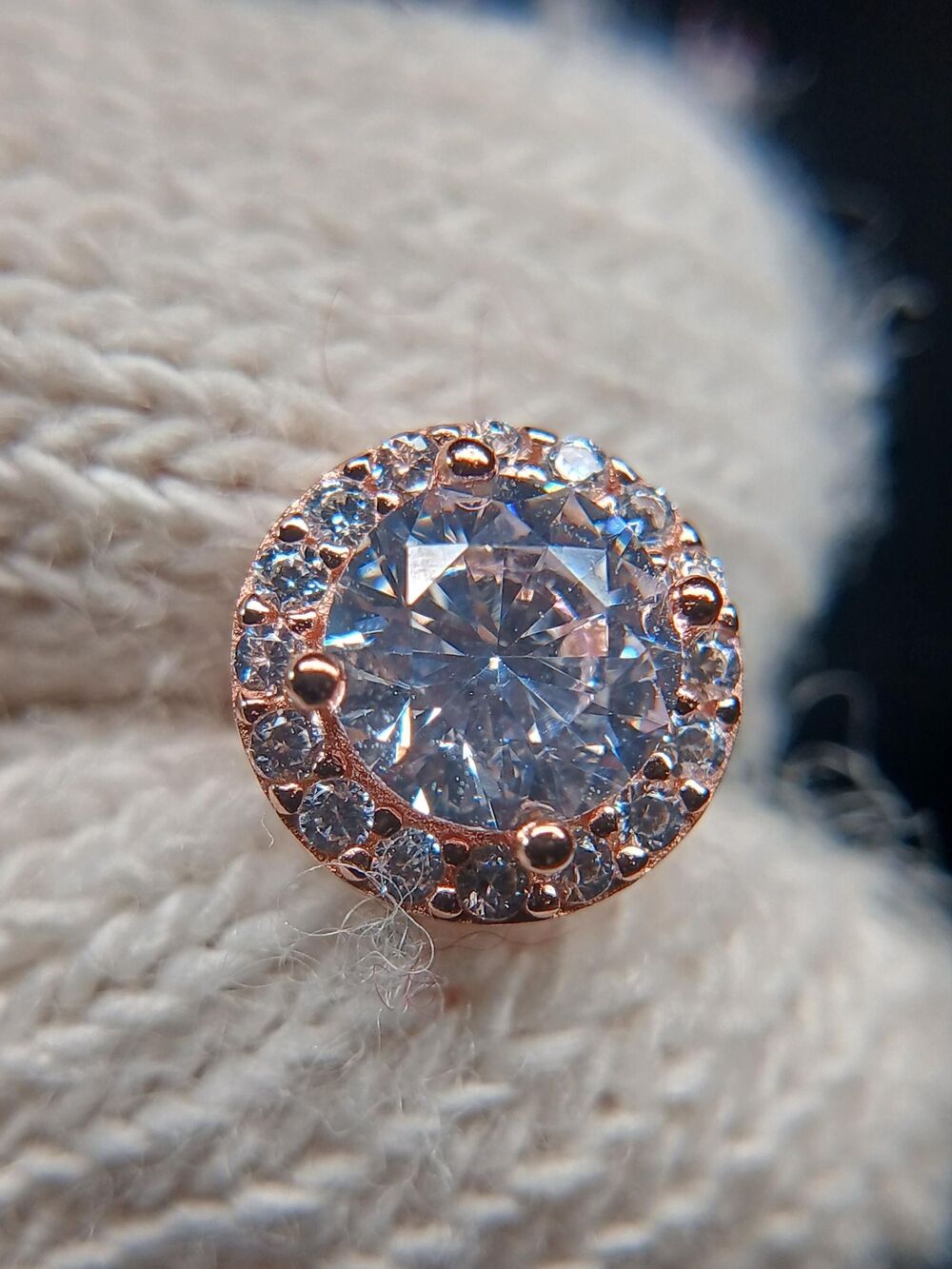 Sterling Silver 925 Rose Gold Plated CZ Stud Earrings - Picture 9 of 16